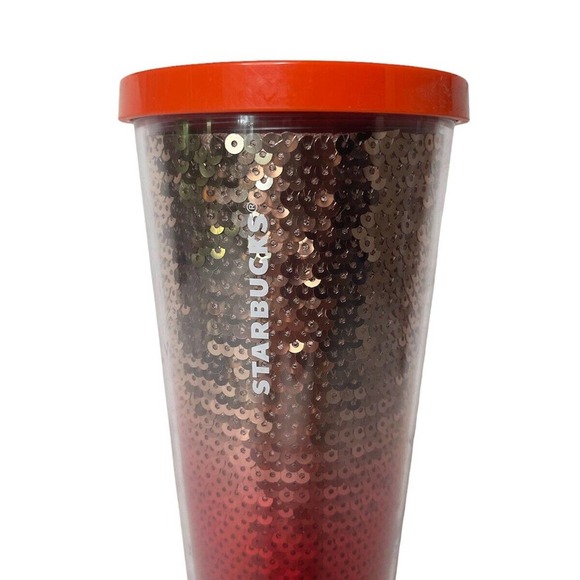 Starbucks Holiday 2018 Red And Silver Sequin Ombre Tumbler 24 Oz Venti Cold Cup - Picture 2 of 6